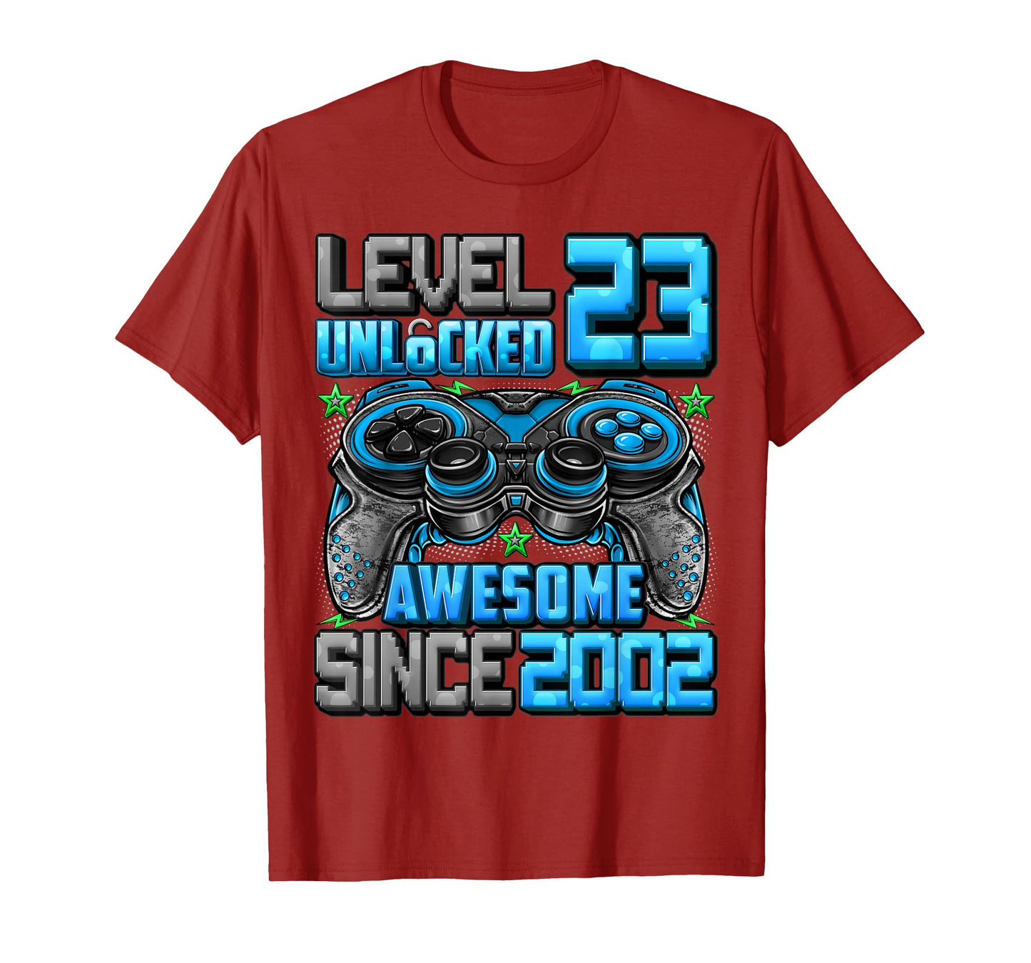 Level 23 Unlocked Awesome Since 2002 23rd Birthday Gaming T-Shirt