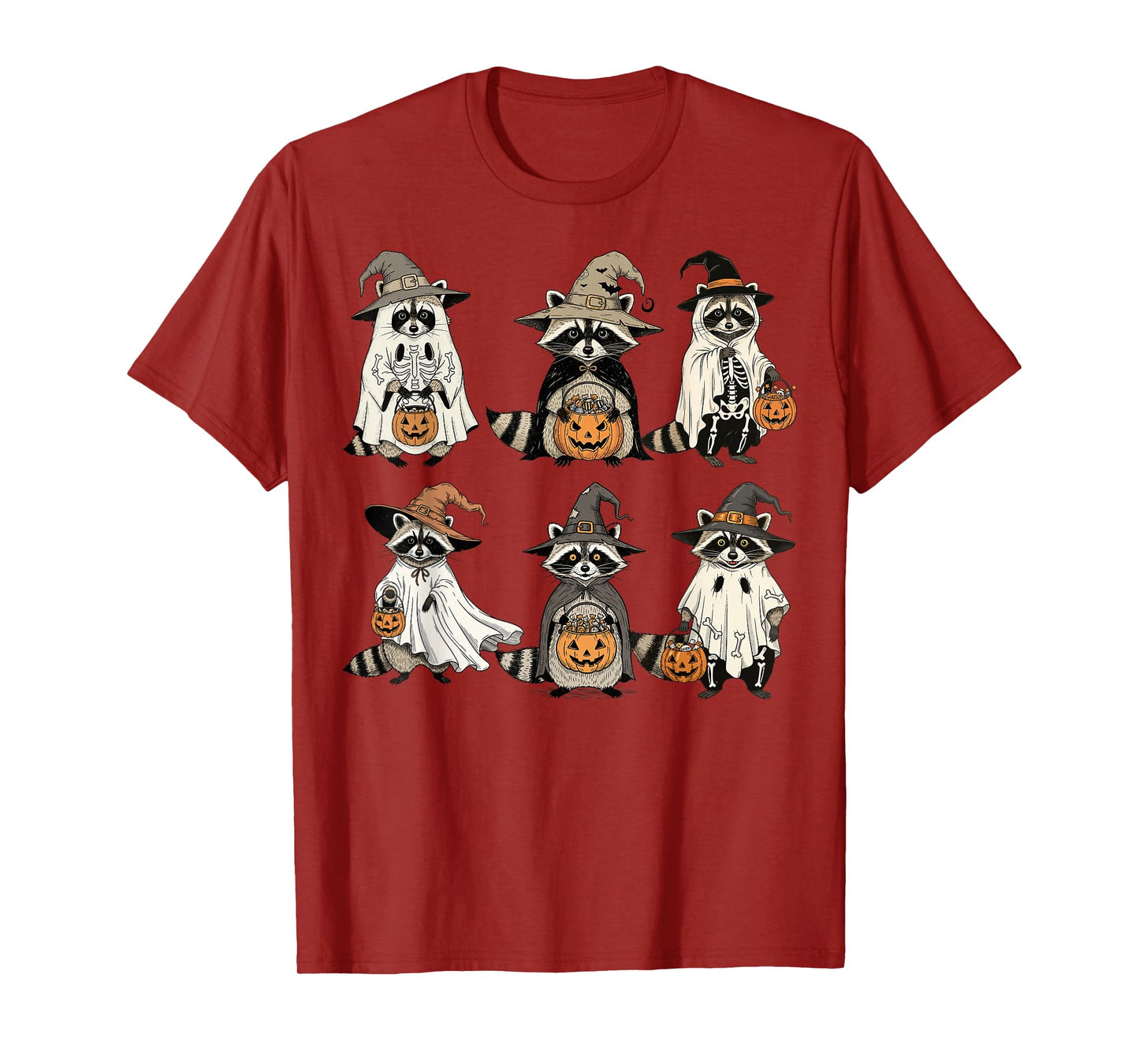 Ghost Witch Zombie Halloween Raccoon T-Shirt