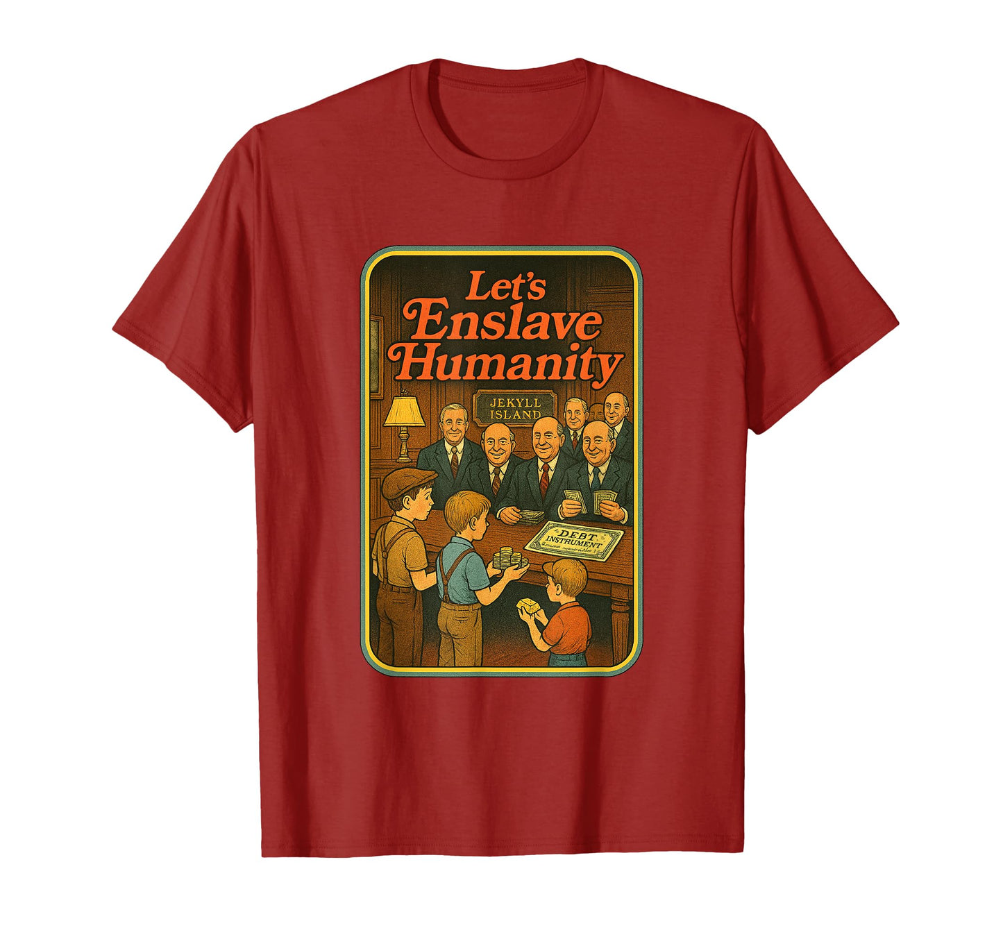 Jekyll Island Federal Reserve Parody Conspiracy Theory T-Shirt