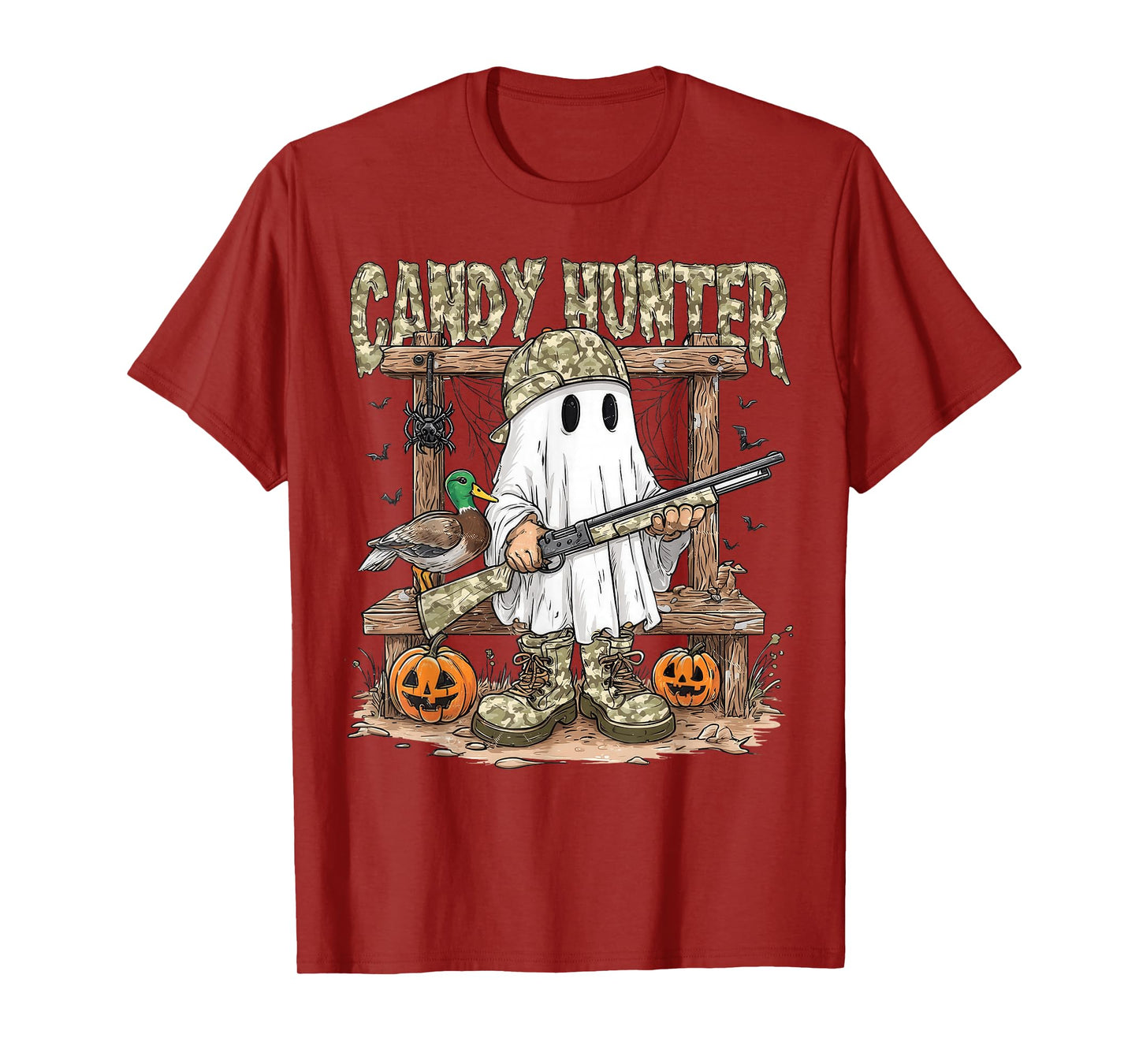 Camo Ghost Candy Hunter Camouflage Hunting Season Halloween T-Shirt