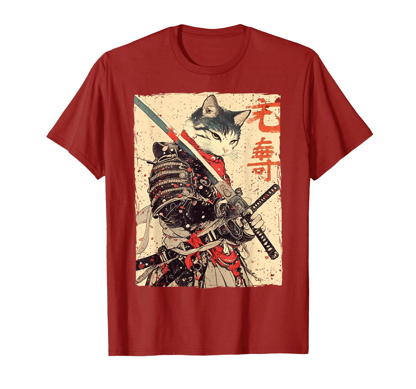 Samurai Cat Warrior Ukiyo Ink Artwork Cat Samurai T-Shirt