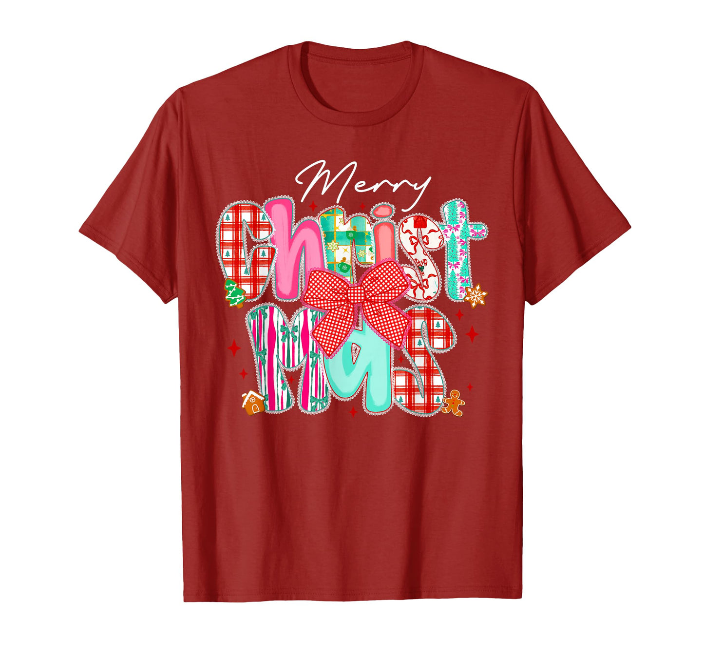 Merry Christmas Lights Red Santa Hat Xmas Family Men Women T-Shirt