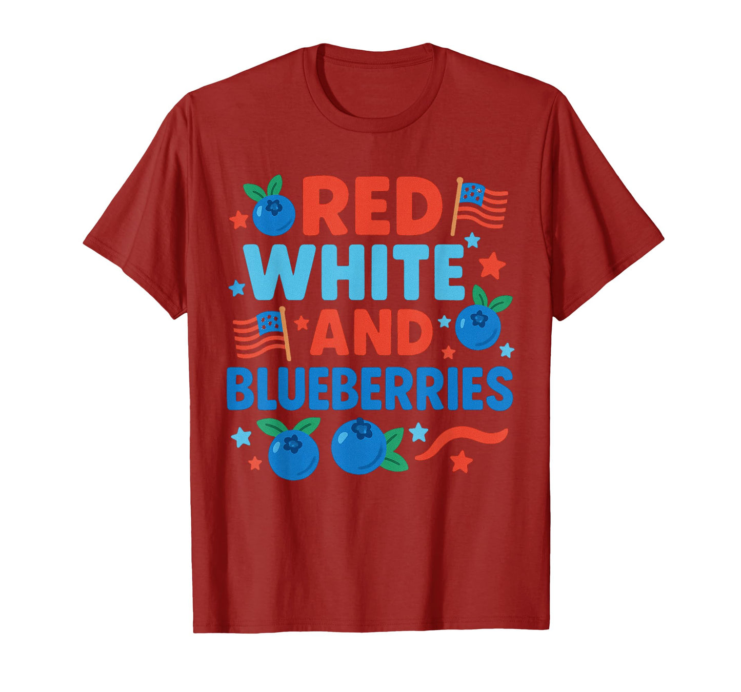Red White & Blueberries Coquette Flag Bow T-Shirt