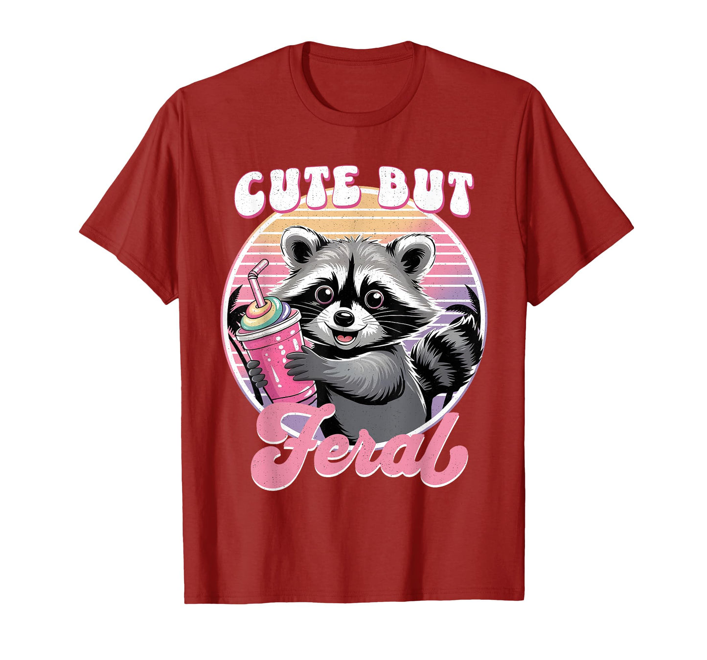 Vintage Raccoon Cute But Feral Toddler Funny Animal Kids T-Shirt