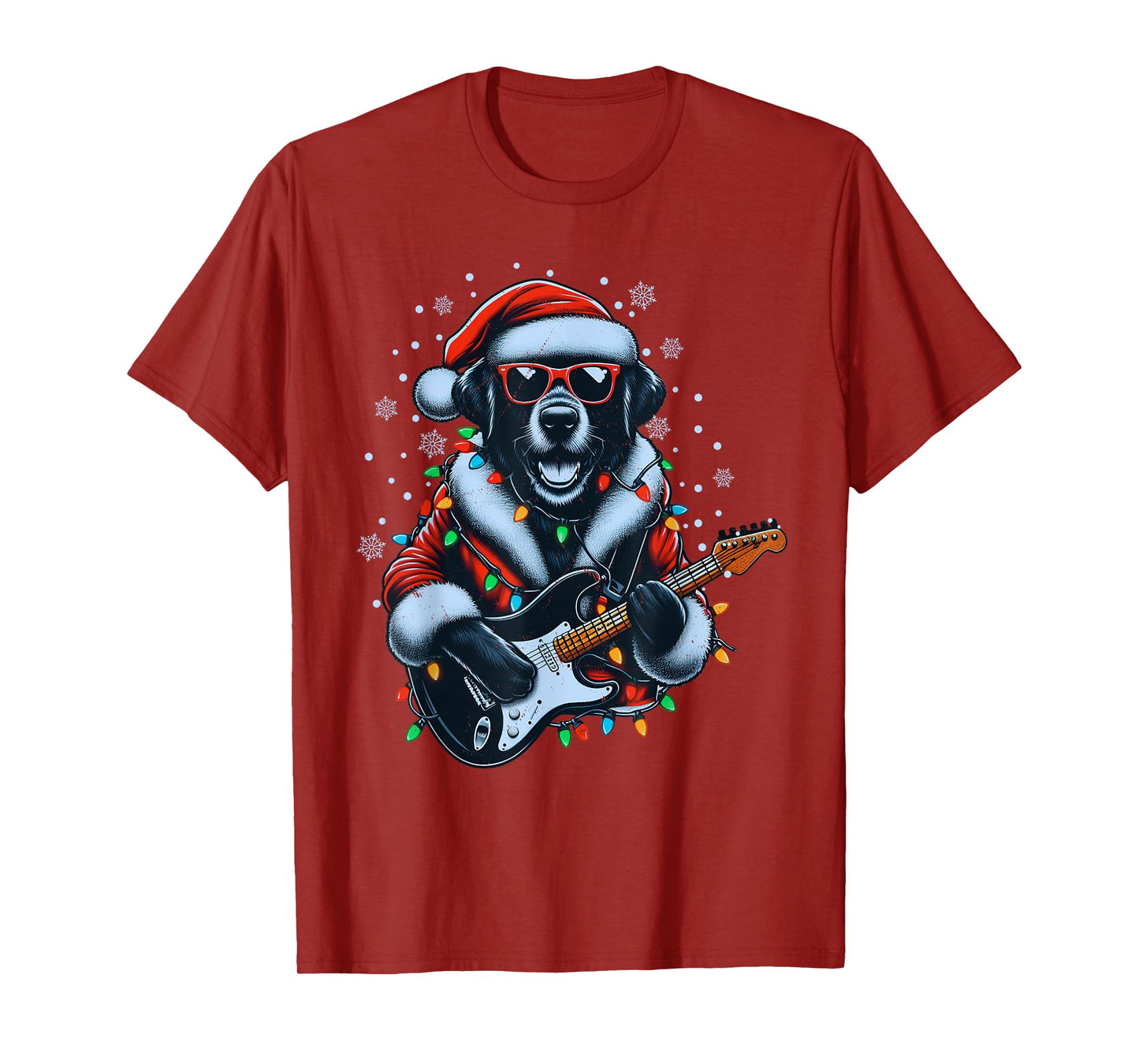 Rock Labrador Retriever Playing Guitar-Funny Christmas Dog T-Shirt