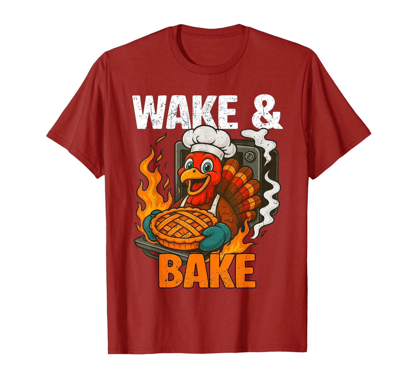 Wake and Bake Funny Vintage Turkey Thanksgiving Women Men T-Shirt