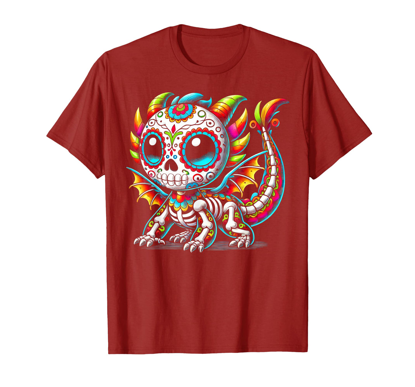 Day of the Dead Sugar Skull Dragon Skeleton Fantasy Lovers T-Shirt