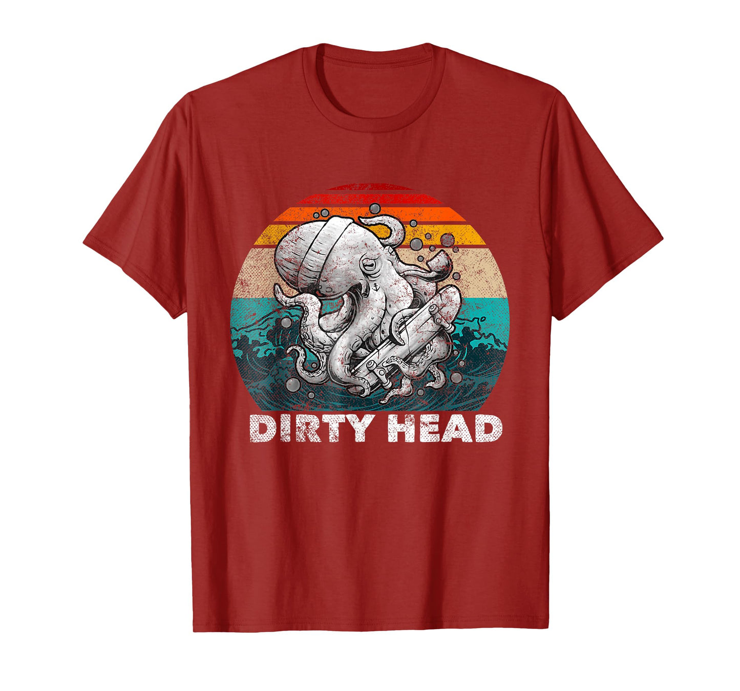 Vintage Dirty Octopus Heads With Skateboard Music Lover T-Shirt