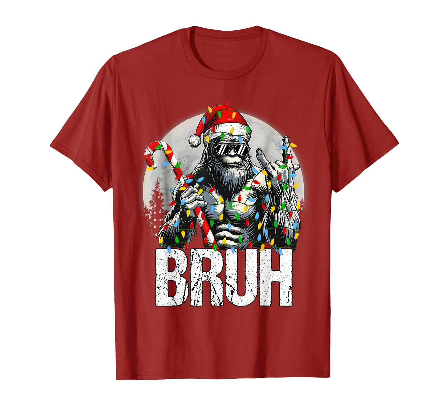 Bruh Santa Bigfoot Christmas Funny Sasquatch Xmas Mens Boys T-Shirt