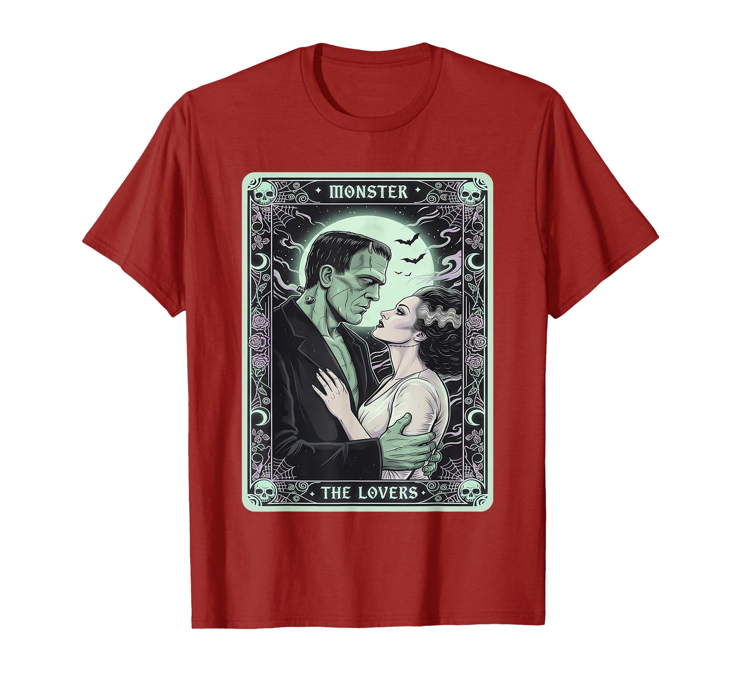 The Monster Frankenstein and Bride The Lovers Tarot Card T-Shirt