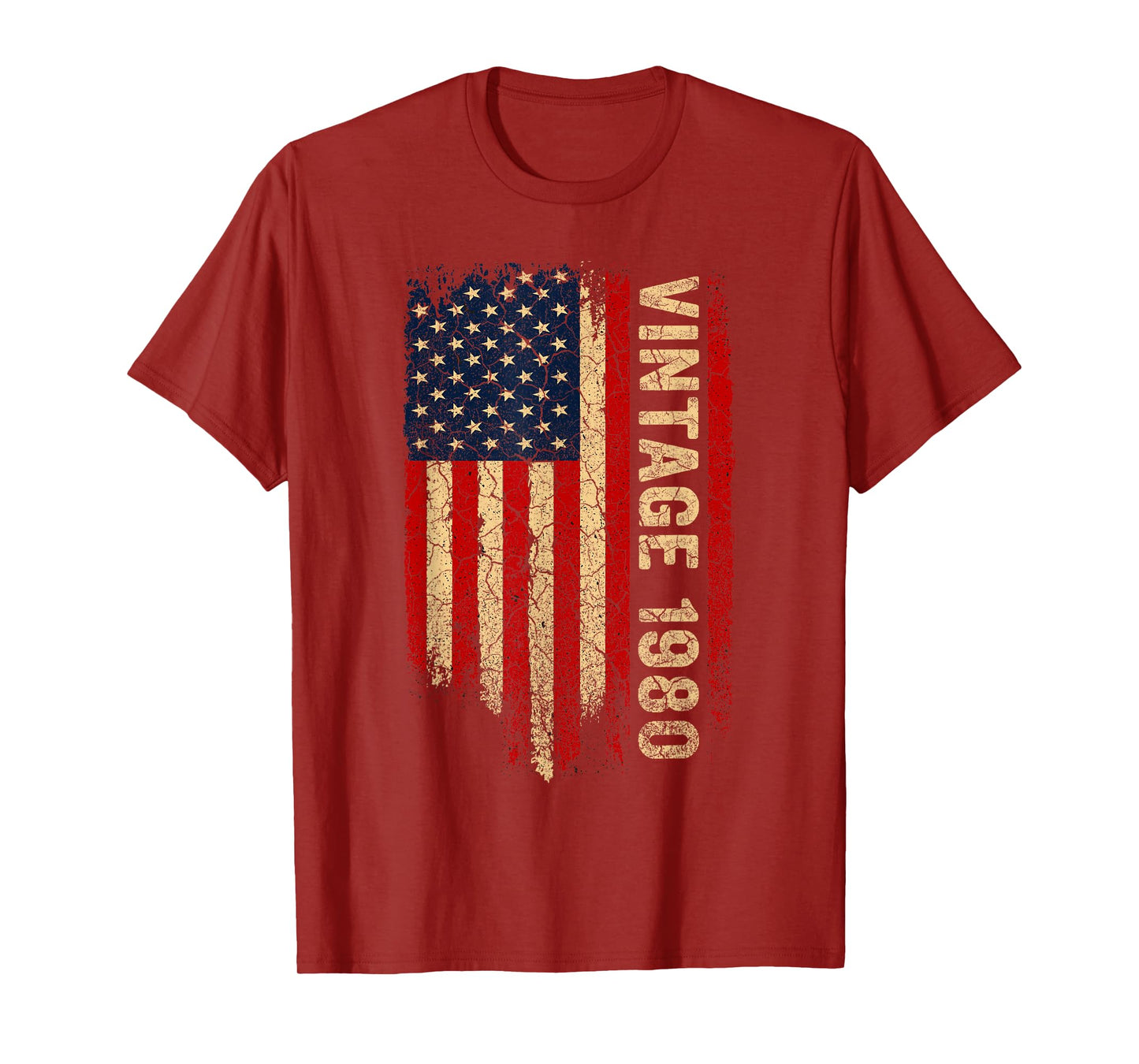 Vintage 1980 American Flag 45th Birthday 45 Years Old Men T-Shirt