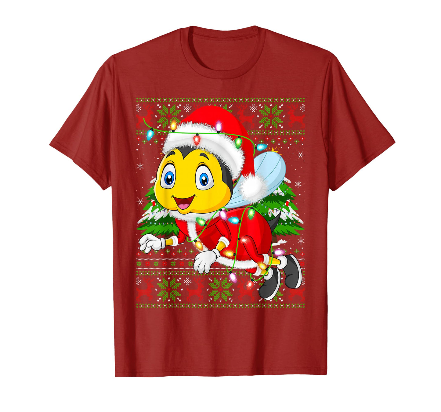 Bees Christmas Lights Santa Costume Ugly Xmas Sweaters T-Shirt