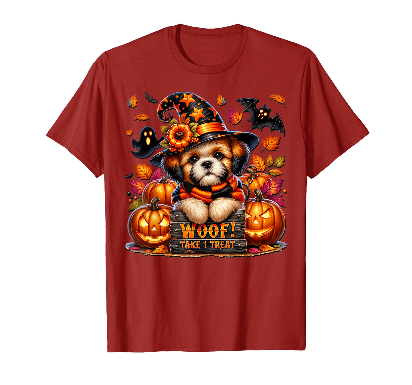 Shih Tzu Halloween Pumpkin Ghost and Bat for Shih Tzu Mom T-Shirt