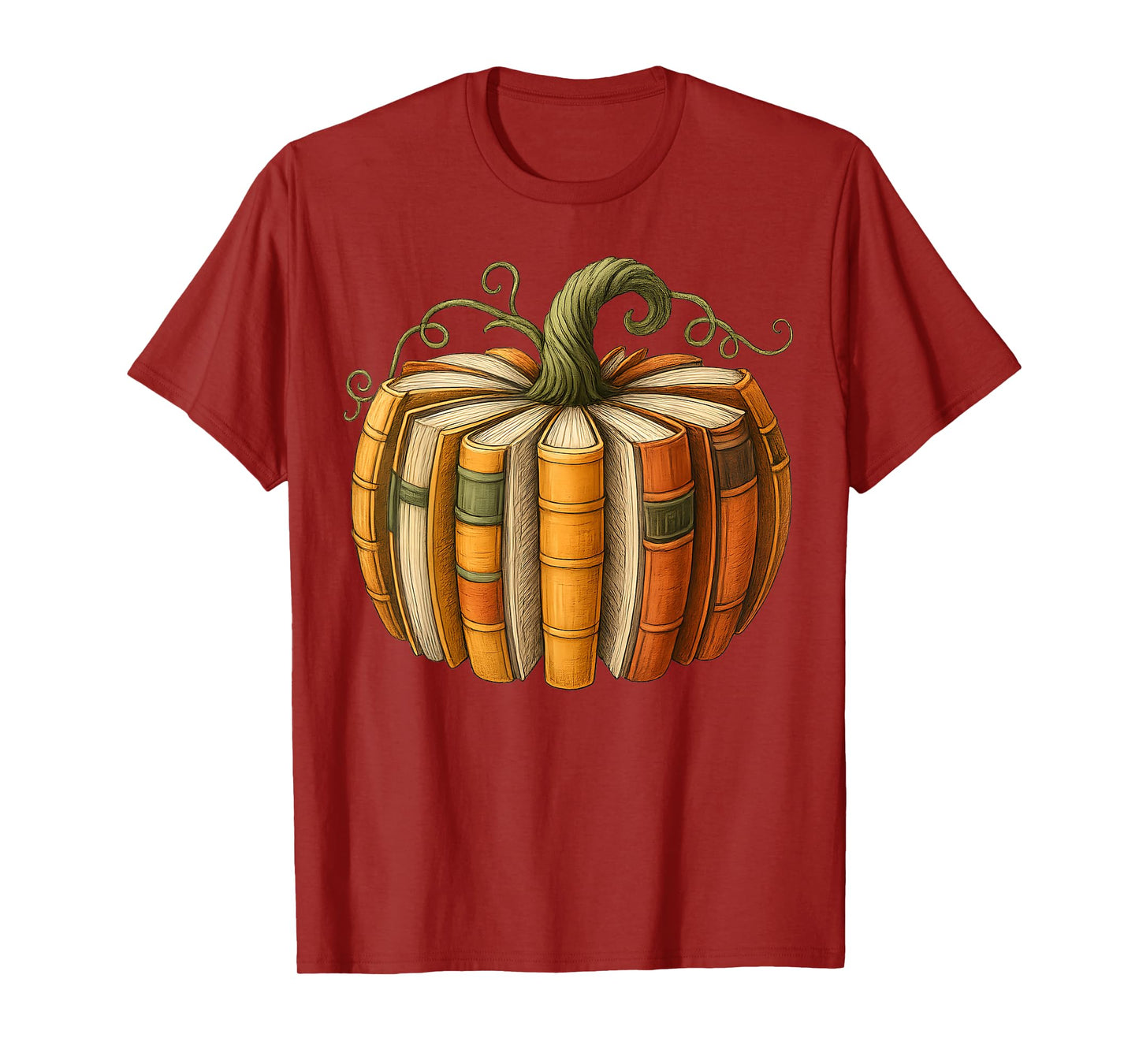 Fall Book Pumpkin Retro Reading Halloween Teacher T-Shirt
