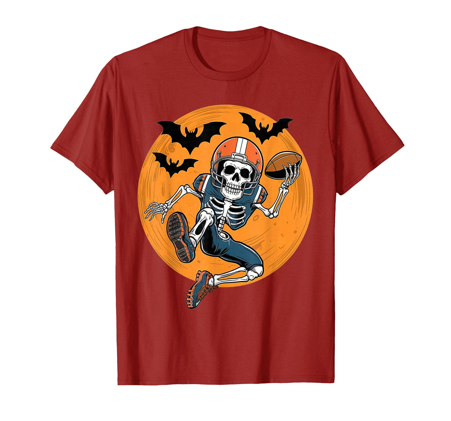 American Football Skeleton Halloween Sport Football Men Boy T-Shirt