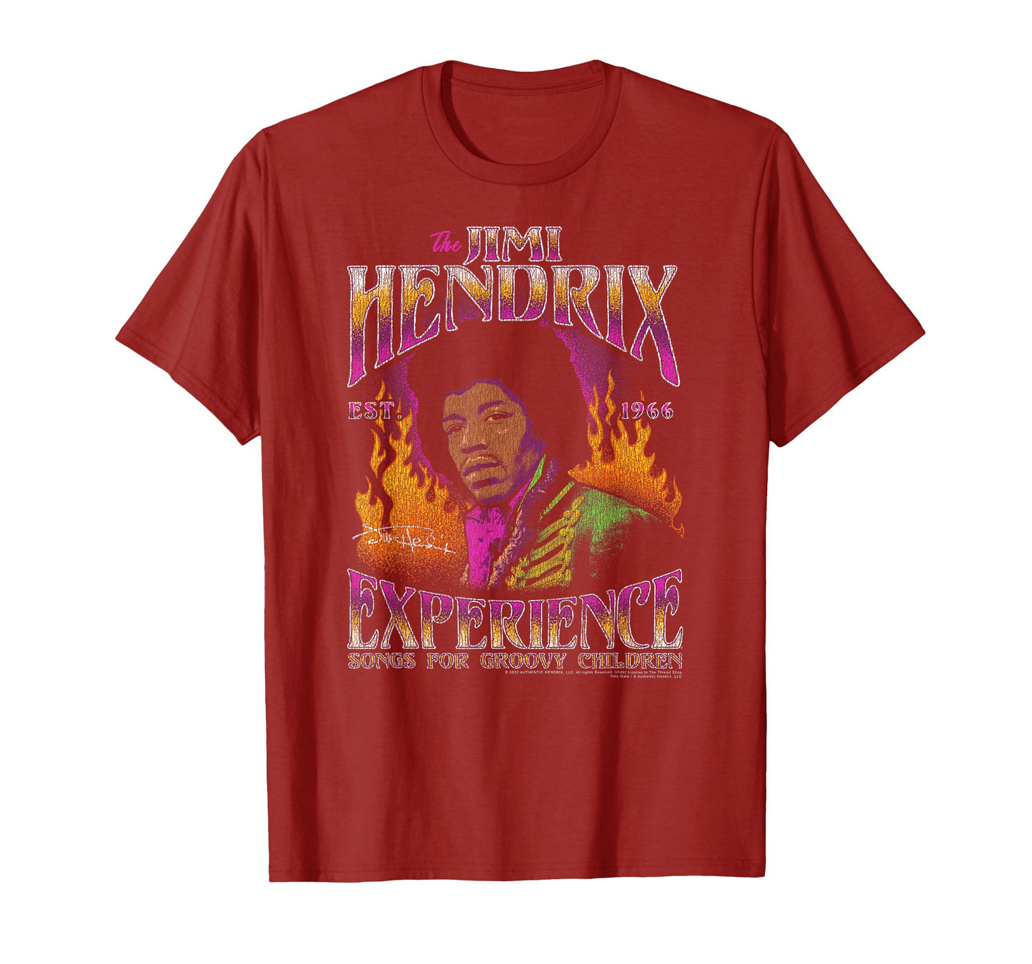 Jimi Hendrix Songs for Groovy Children Flames Vintage Band T-Shirt