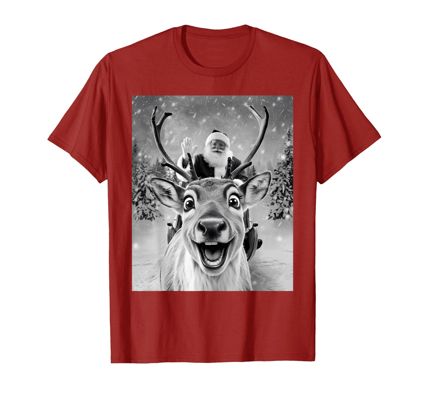 Funny Reindeer Selfie Santa Christmas Gifts Men Women Kid T-Shirt