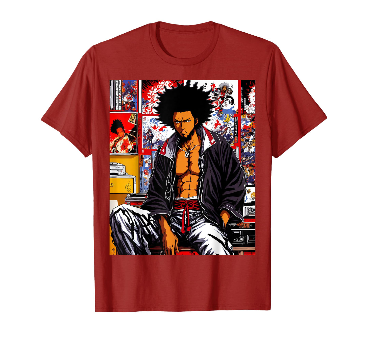 African Samurai Hip-hop Afro 90s Anime Retro Chill Lofi T-Shirt