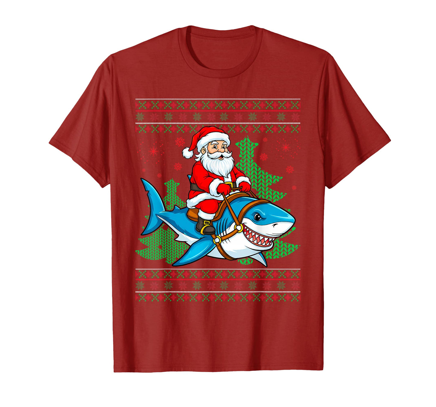 Ugly Xmas Santa Riding Shark Christmas T-Shirt