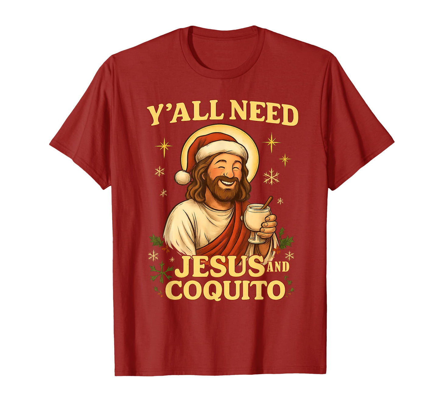 Y’All Need Jesús y Coquito Diseño Navideño Boricua con Flow T-Shirt