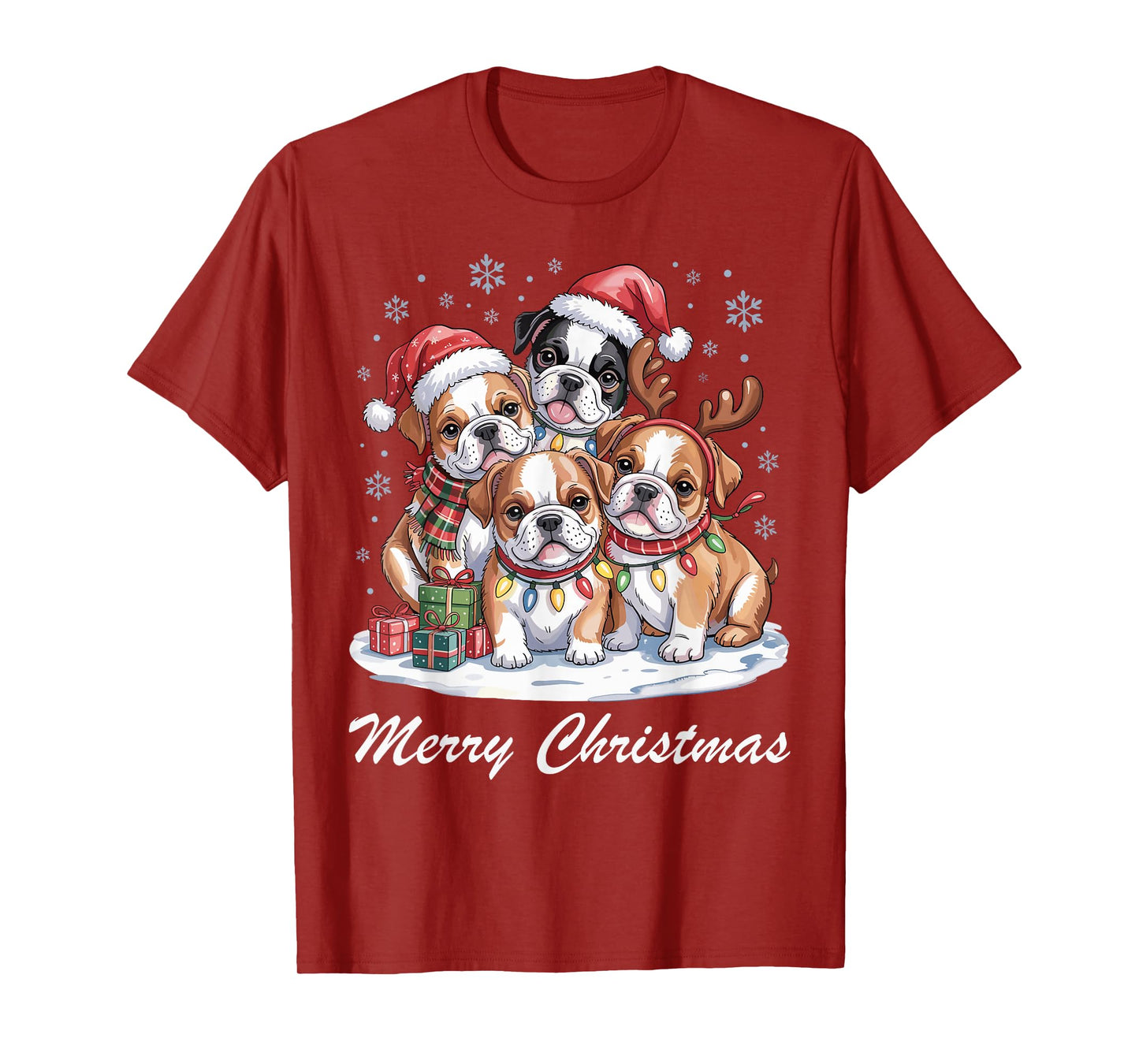Bulldog Merry Christmas Funny Dog Lovers Holiday Pajama T-Shirt