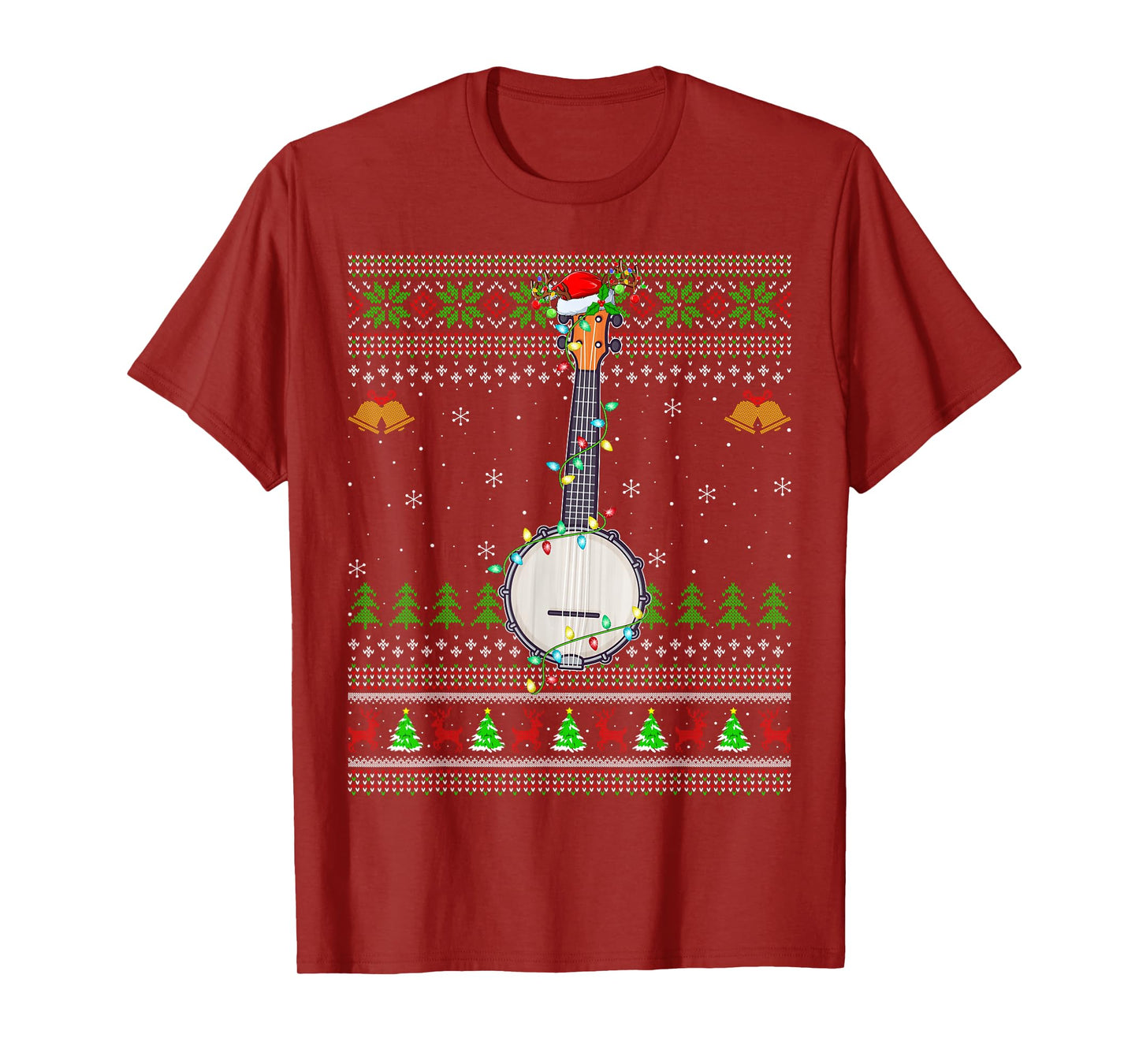 Banjo Ugly Christmas Sweaters Banjo Music Lover Xmas T-Shirt