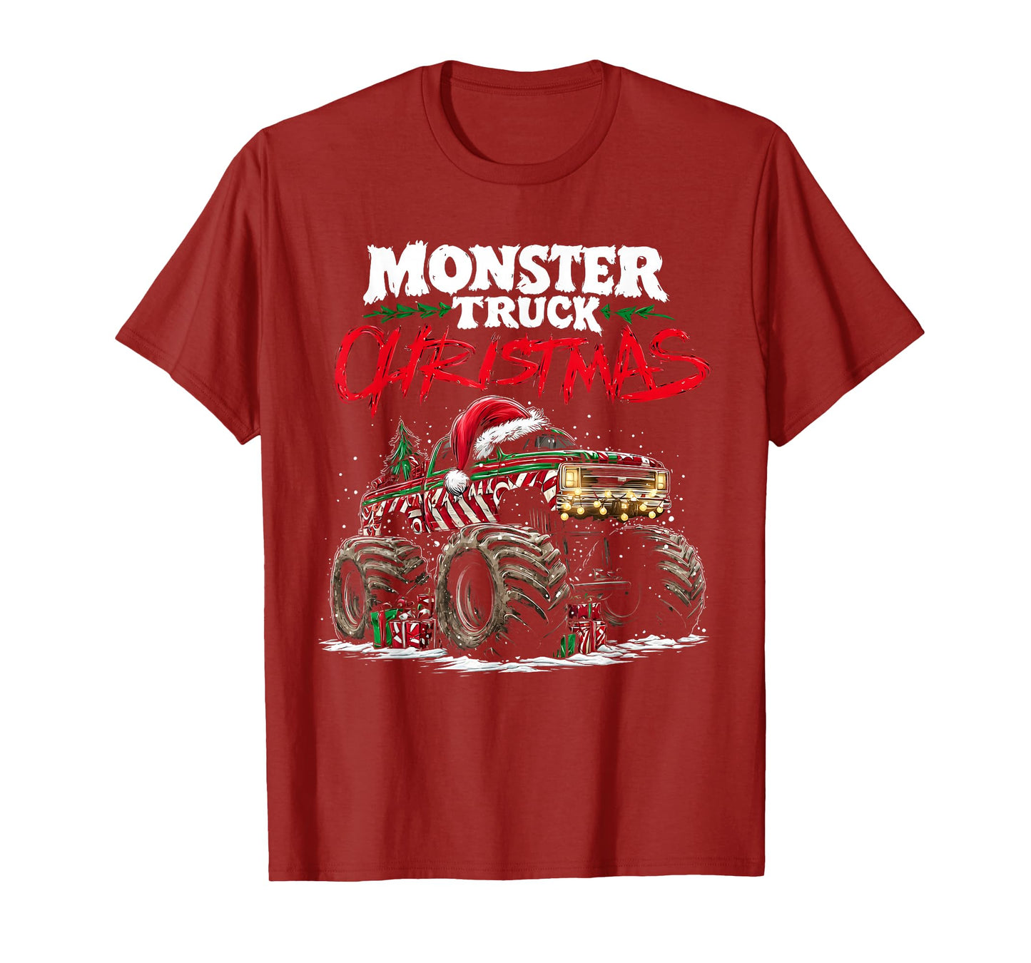 Monster Truck Holiday Snow Festive Winter Artwork T-Shirt