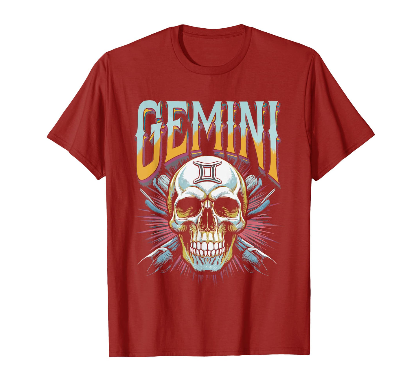 Gemini Witchcraft Zodiac Signs Art Skull Constellation T-Shirt
