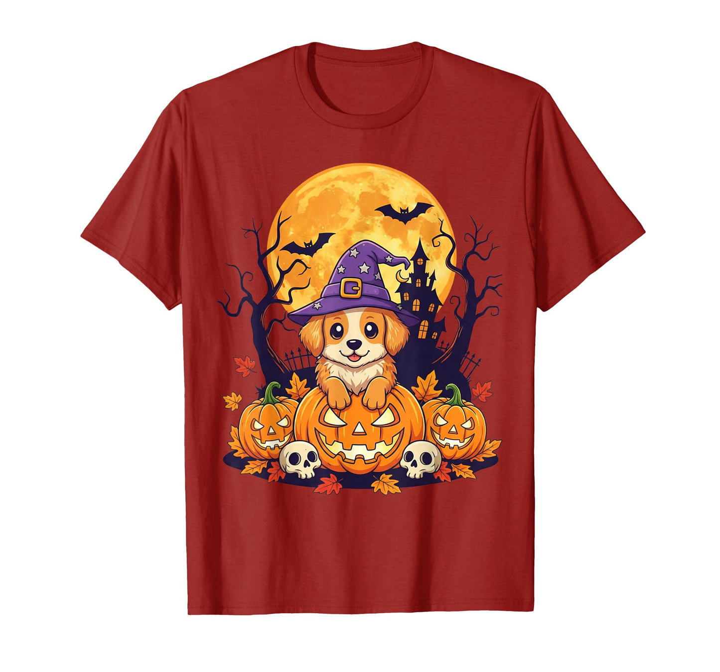 Halloween Dog Cute Puppy Costume Pumpkin Vintage Autumn T-Shirt