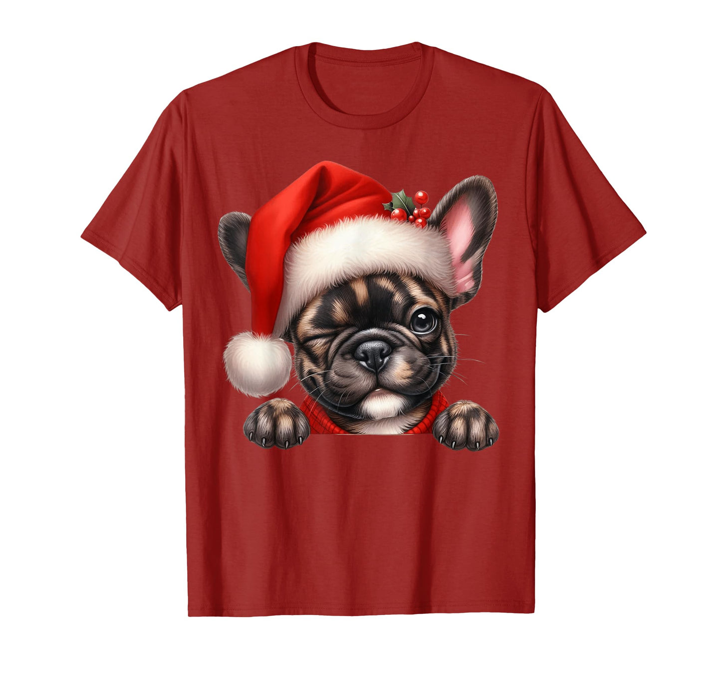 French Bulldog Dog Christmas Santa Hat Dog Mom Dad T-Shirt