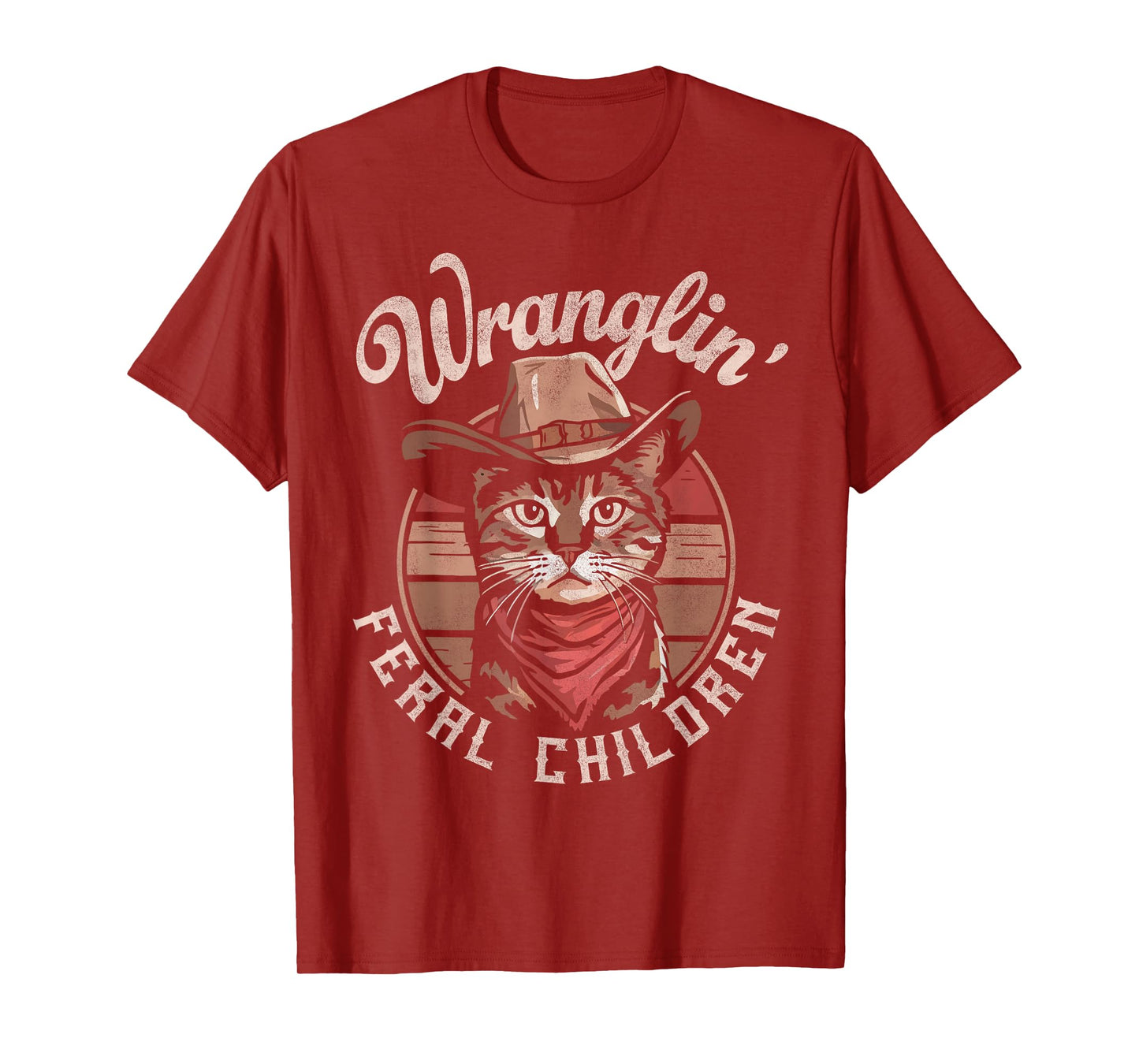 Wranglin' Feral Children Retro Cowboy Cat 90s Western Mom T-Shirt