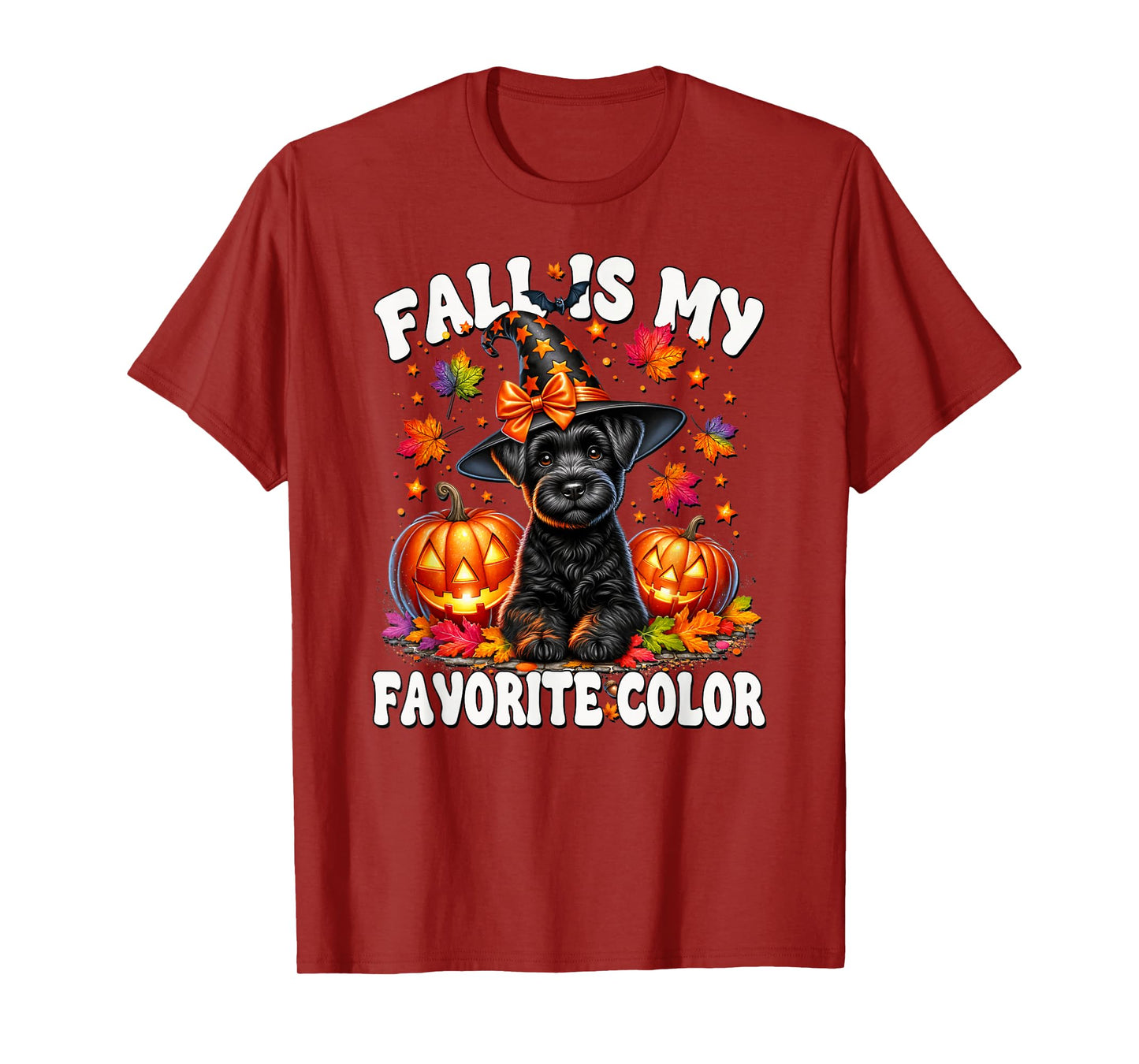 Cute Schnauzer Halloween Pumpkin Fall is My Favorite Color T-Shirt