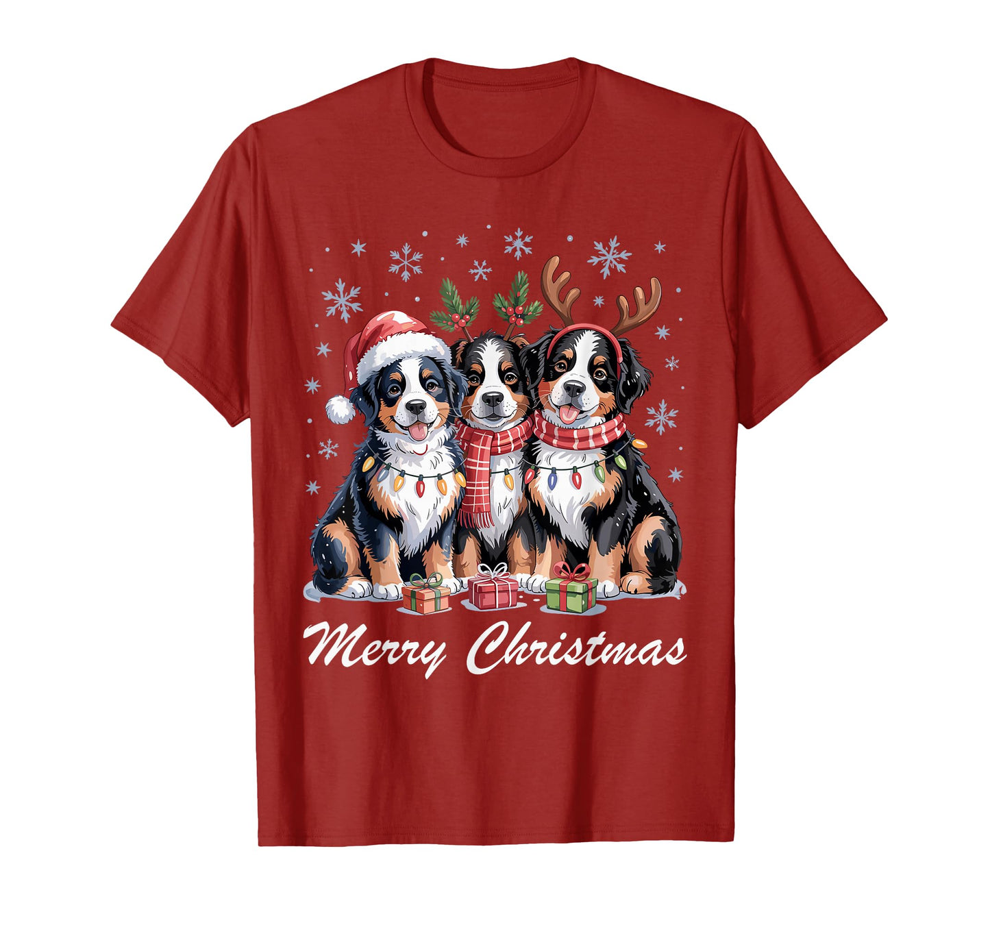 Bernese Mountain Merry Christmas Funny Dog Lovers Holiday T-Shirt