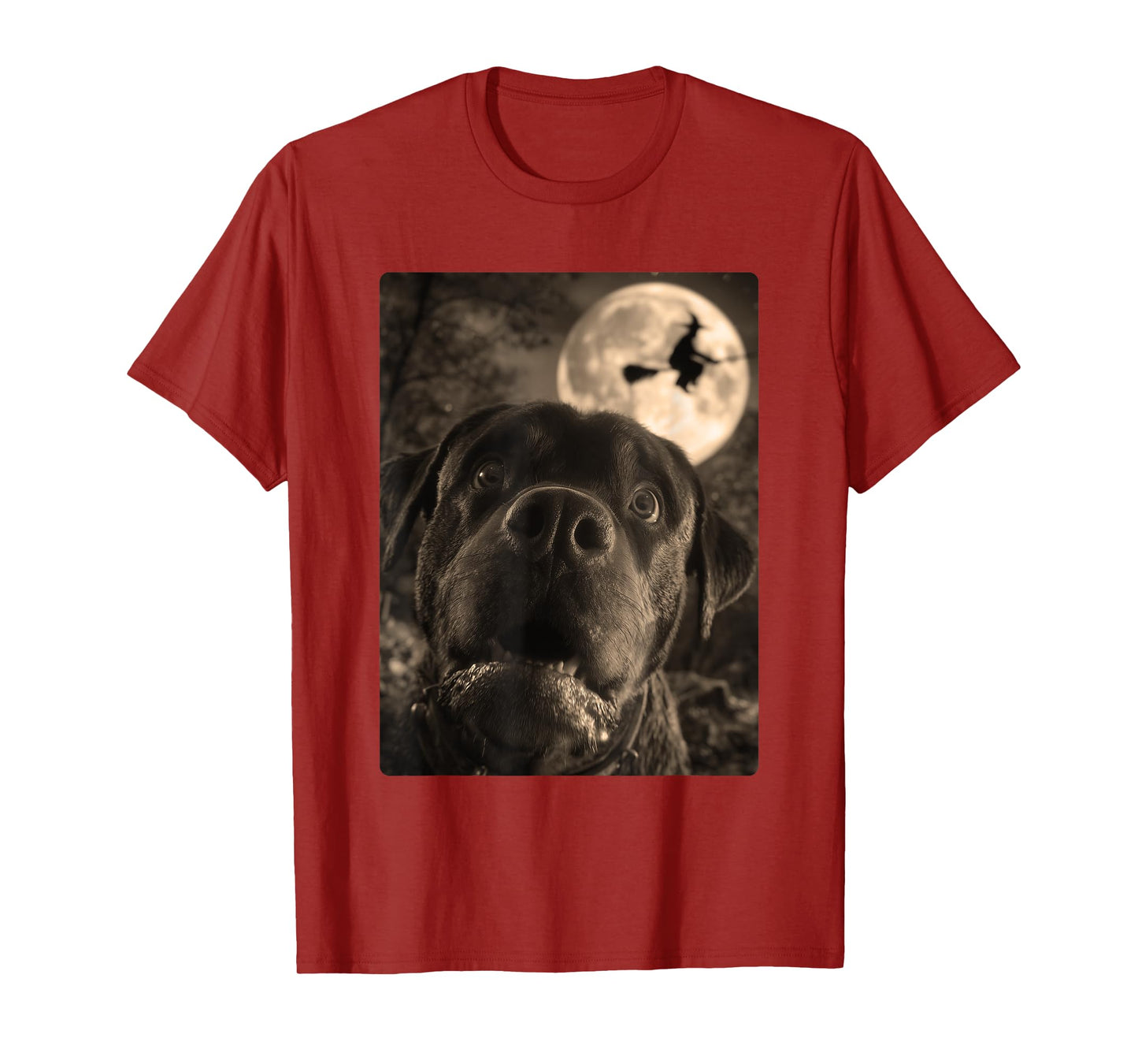 Funny Rottweiler Selfie Full Moon Flying Witch Halloween Dog T-Shirt