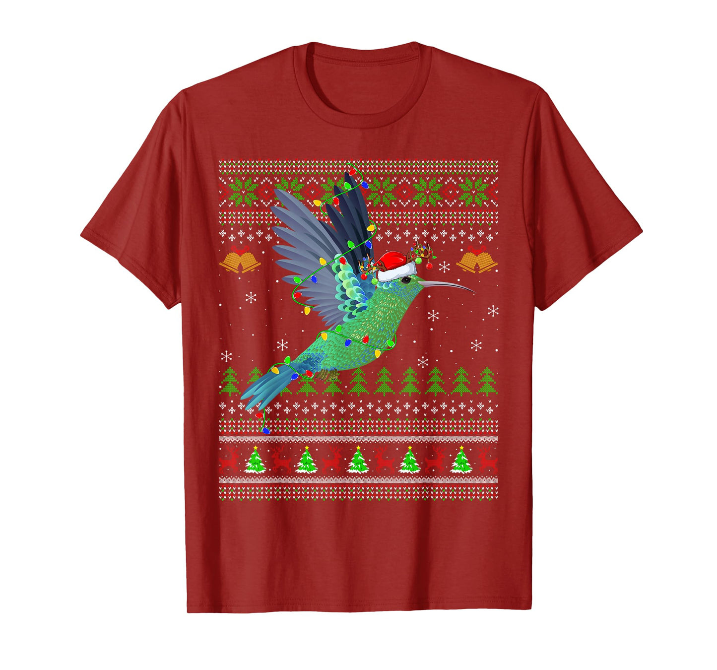 Hummingbird Ugly Christmas Sweaters Holiday Santa Cute Xmas T-Shirt