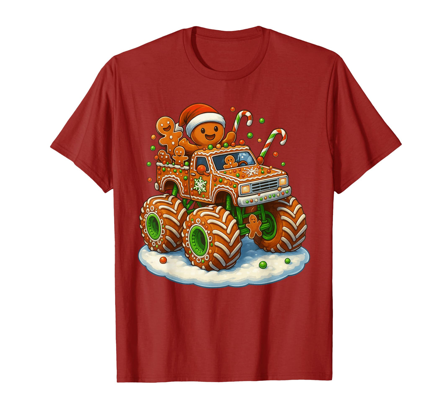 Monster Truck Gingerbread Funny Santa Hat Christmas Baking T-Shirt