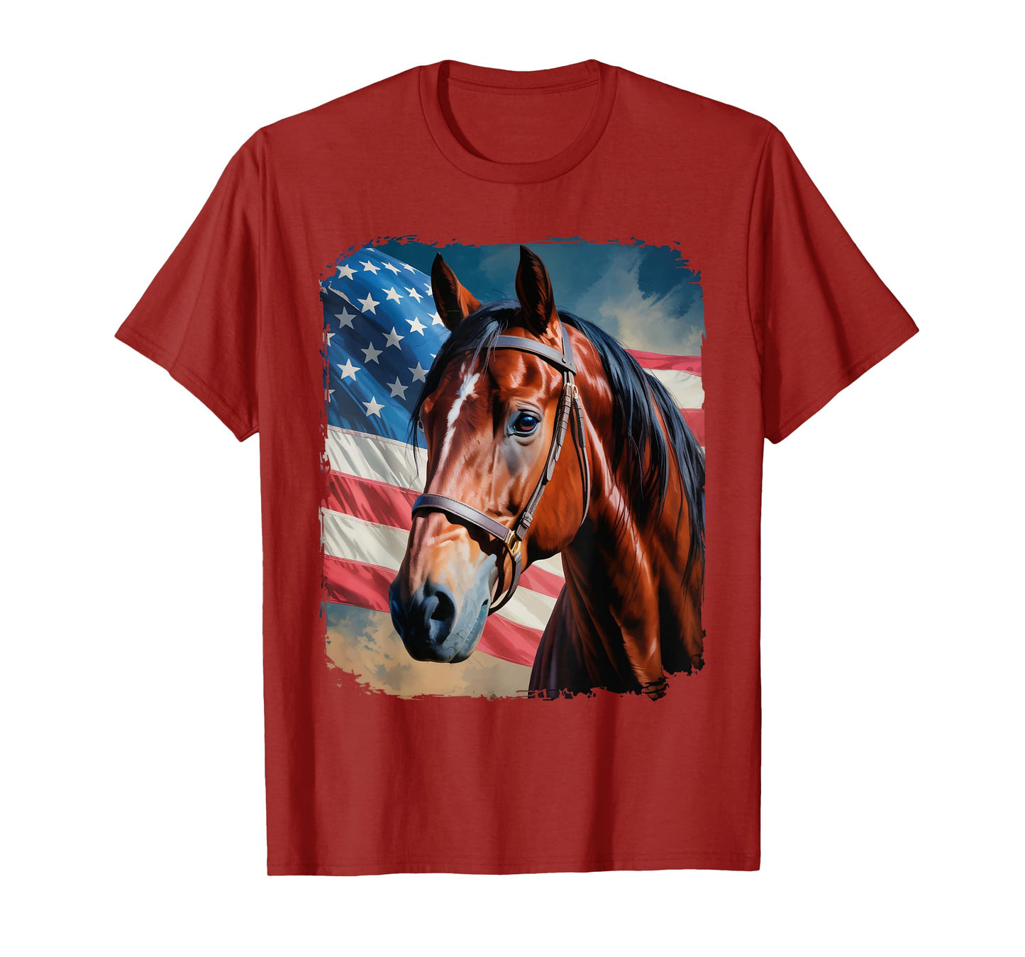 Horse 4th Of July Patriotic Horse American Flag T-Shirt