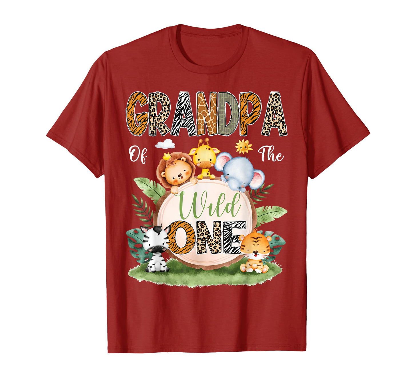 Grandpa Of The Wild One 1St Birthday Kids Safari Jungle T-Shirt