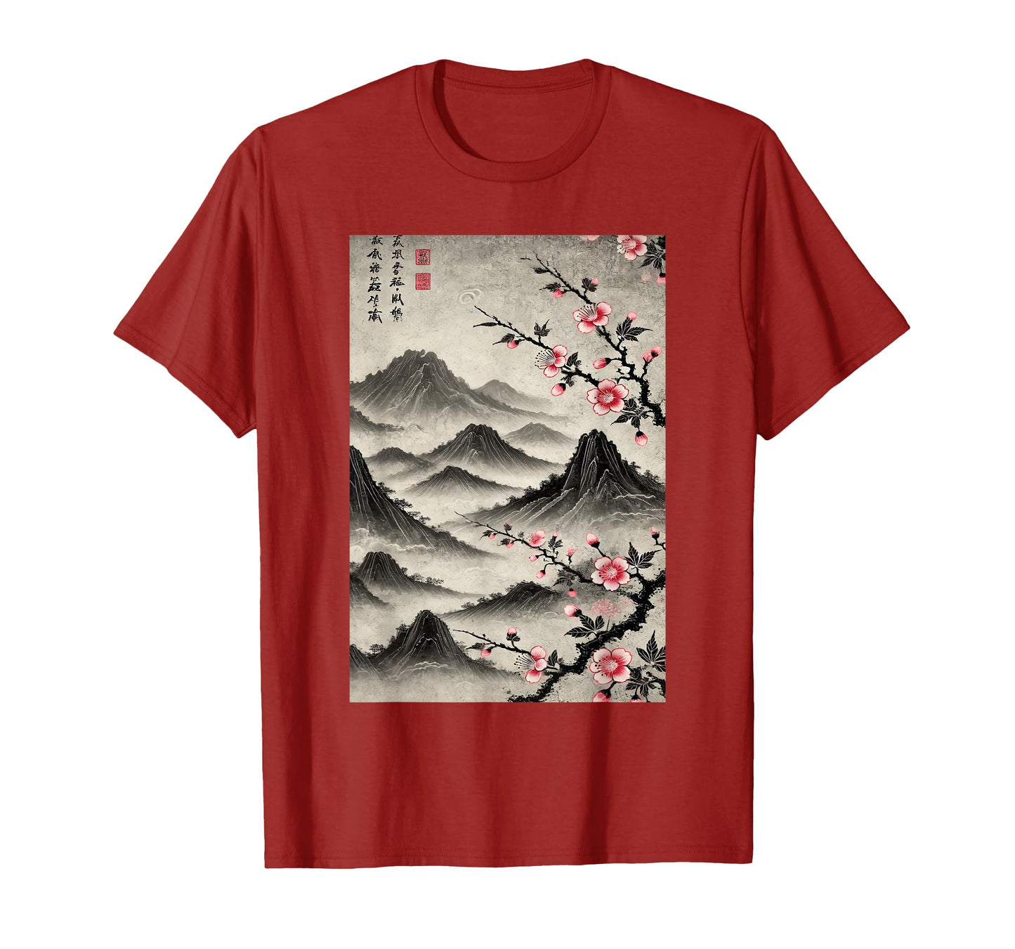 Japanese Graphical Art Vintage Cherry Blossom Woodblock T-Shirt