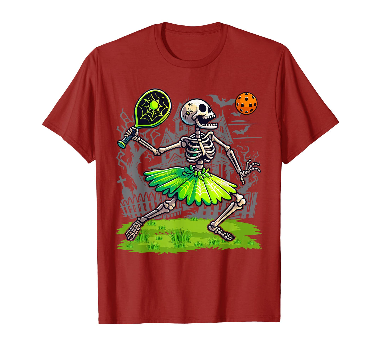 Spooky Pickleball Halloween Skeleton Women T-Shirt