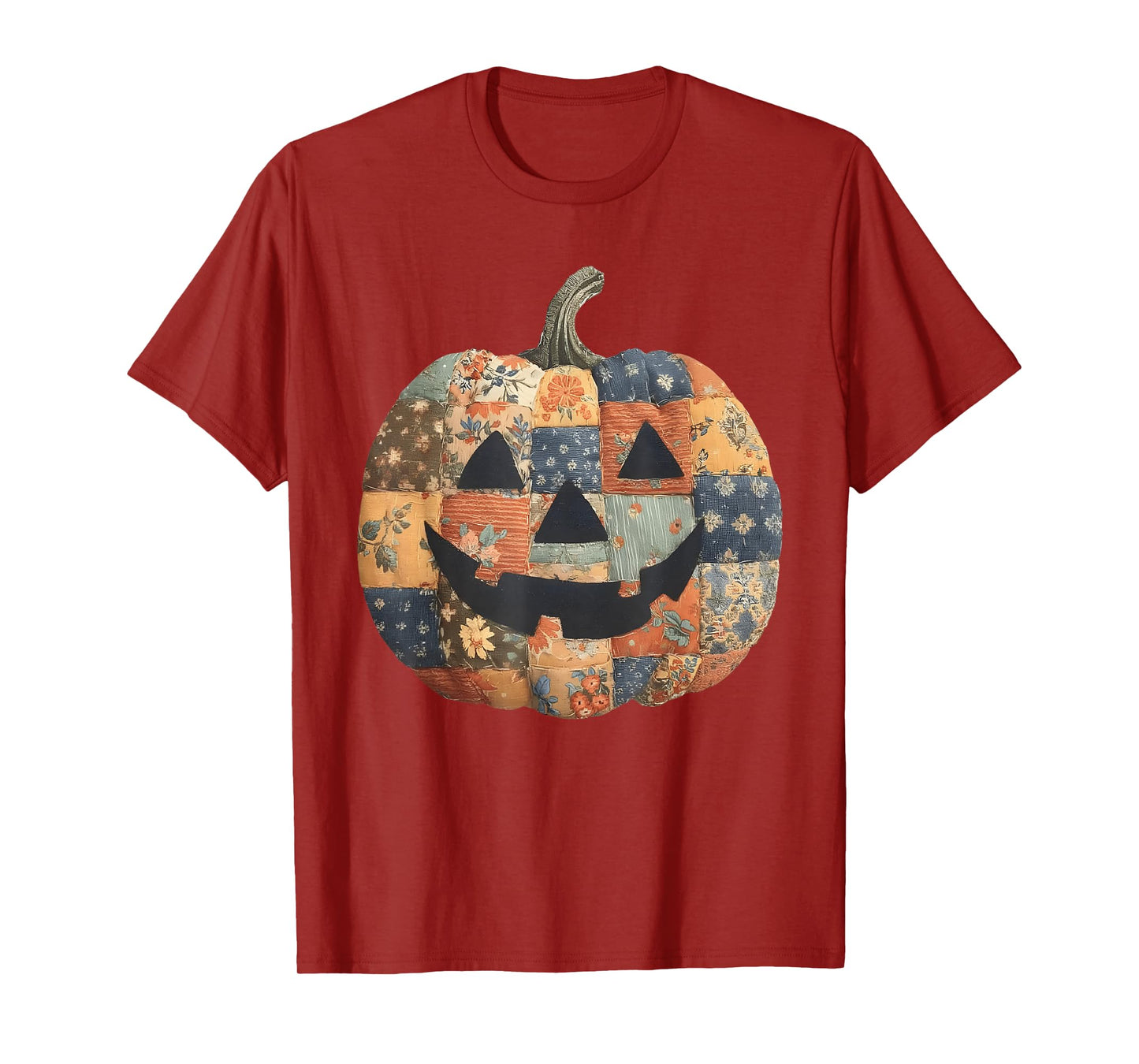 Vintage Halloween Patchwork Pumpkin Quilted Fall Aesthetic T-Shirt