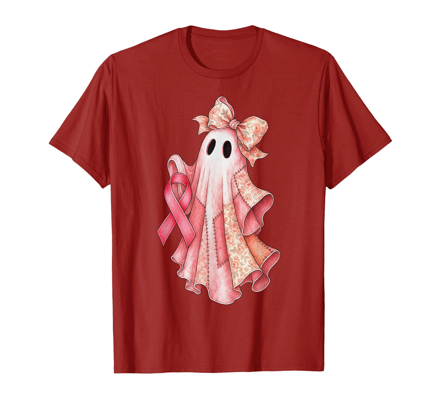 in October We Wear Pink Ghost Witch Breast Cancer Awareness T-Shirt