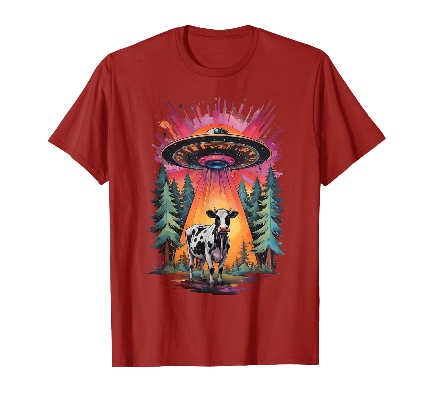 Funny Vintage Retro Graphic Alien UFO Cow Abduction BELIEVE T-Shirt