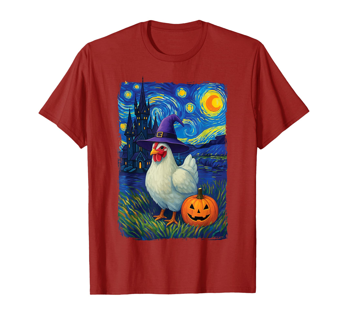 Chicken Starry Night Halloween Poultry Farmer T-Shirt