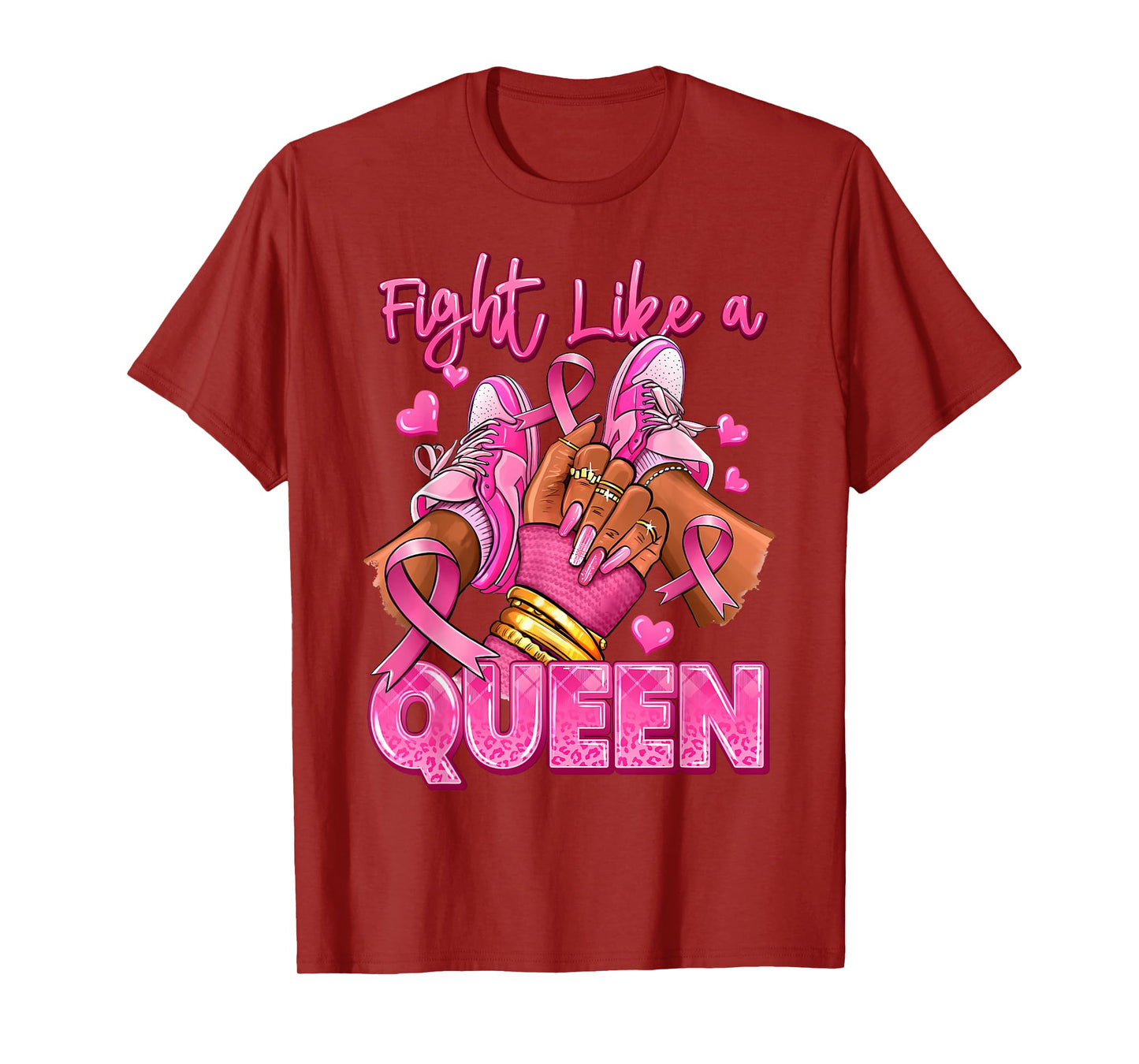 Afro Queen Black Women Breast Cancer Survivor Pink Ribbon T-Shirt