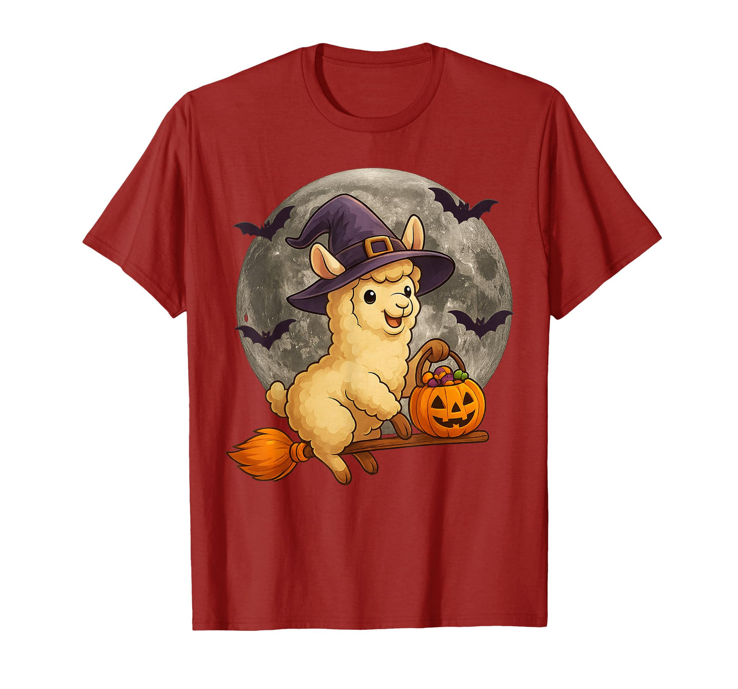 Cute Llama Witch Pumpkin Halloween Costume Boys Girls Kids T-Shirt