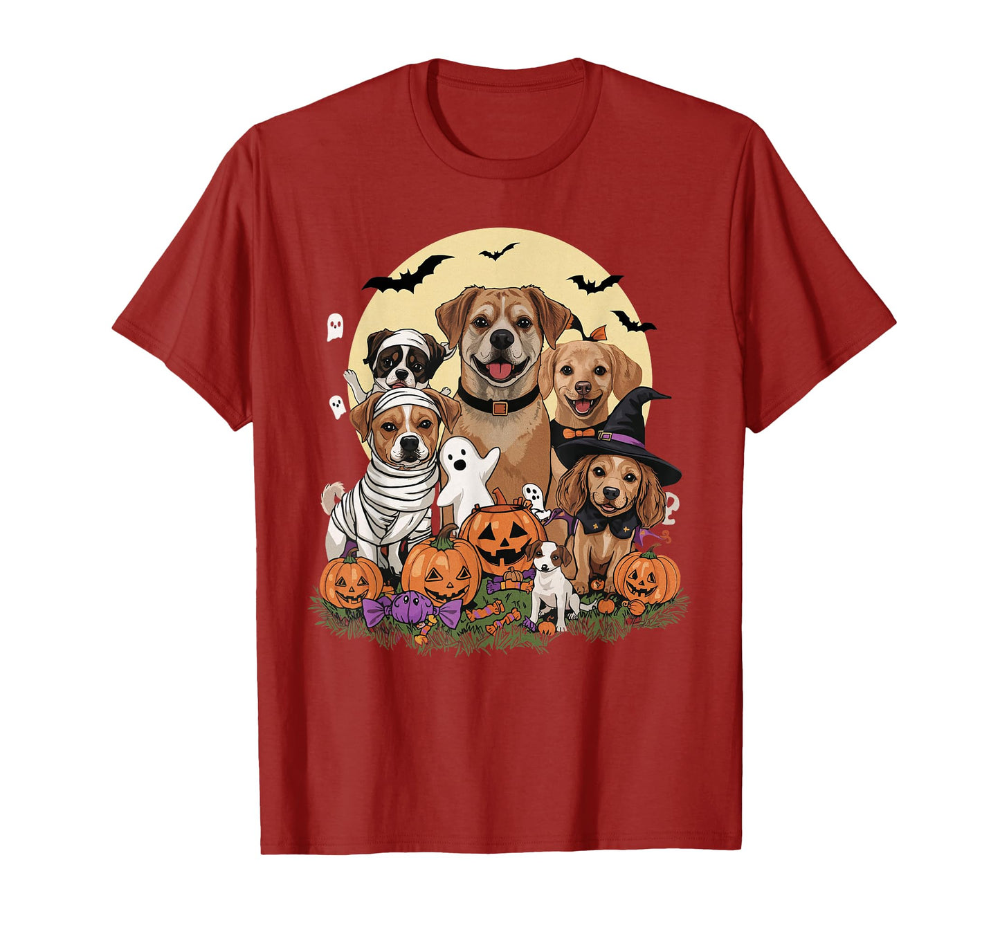 Cute Mummy Witch Ghost Halloween Dog Costume Men Women Kids T-Shirt