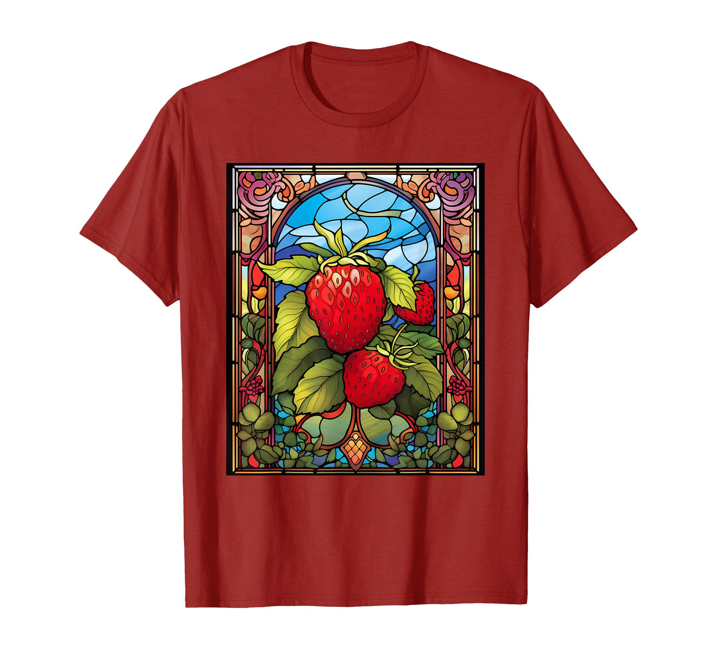 Stained Glass Style Strawberry T-Shirt