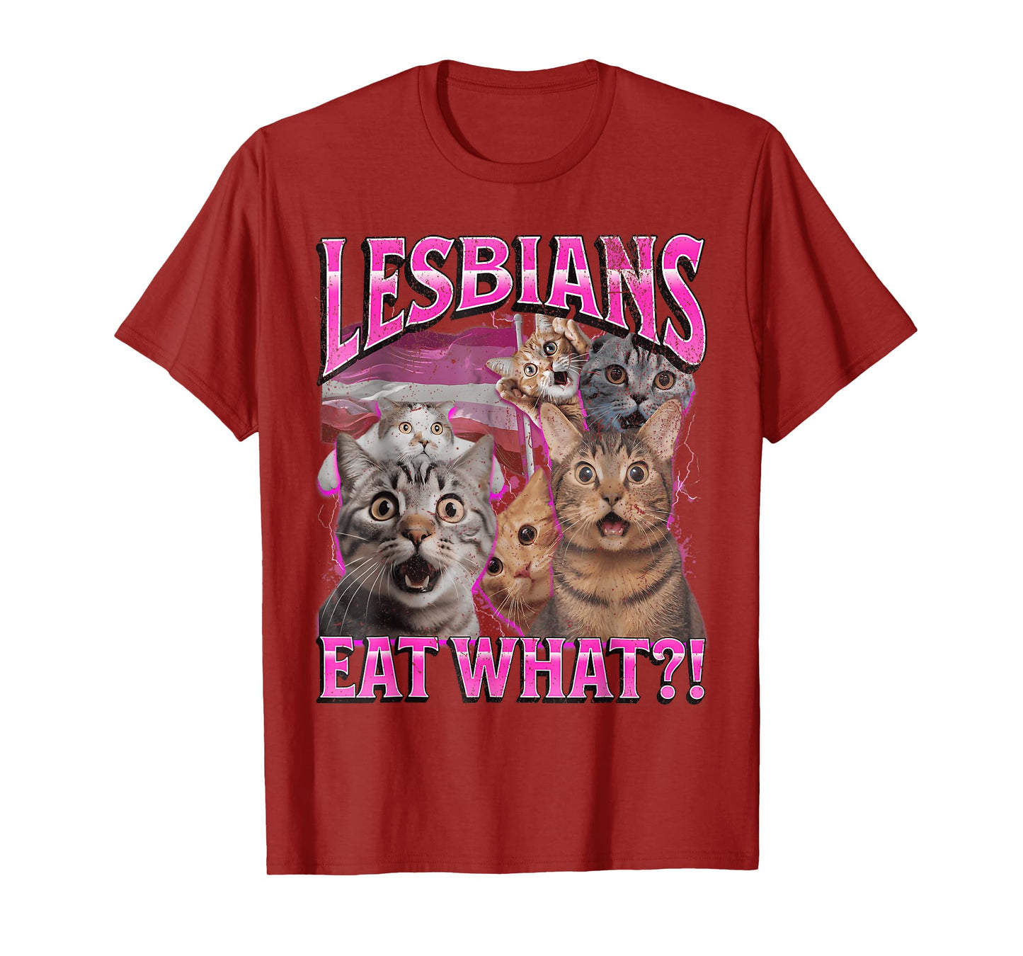 Lesbians Eat What?! Funny Cat Gay Pride LGBTQ Pun T-Shirt