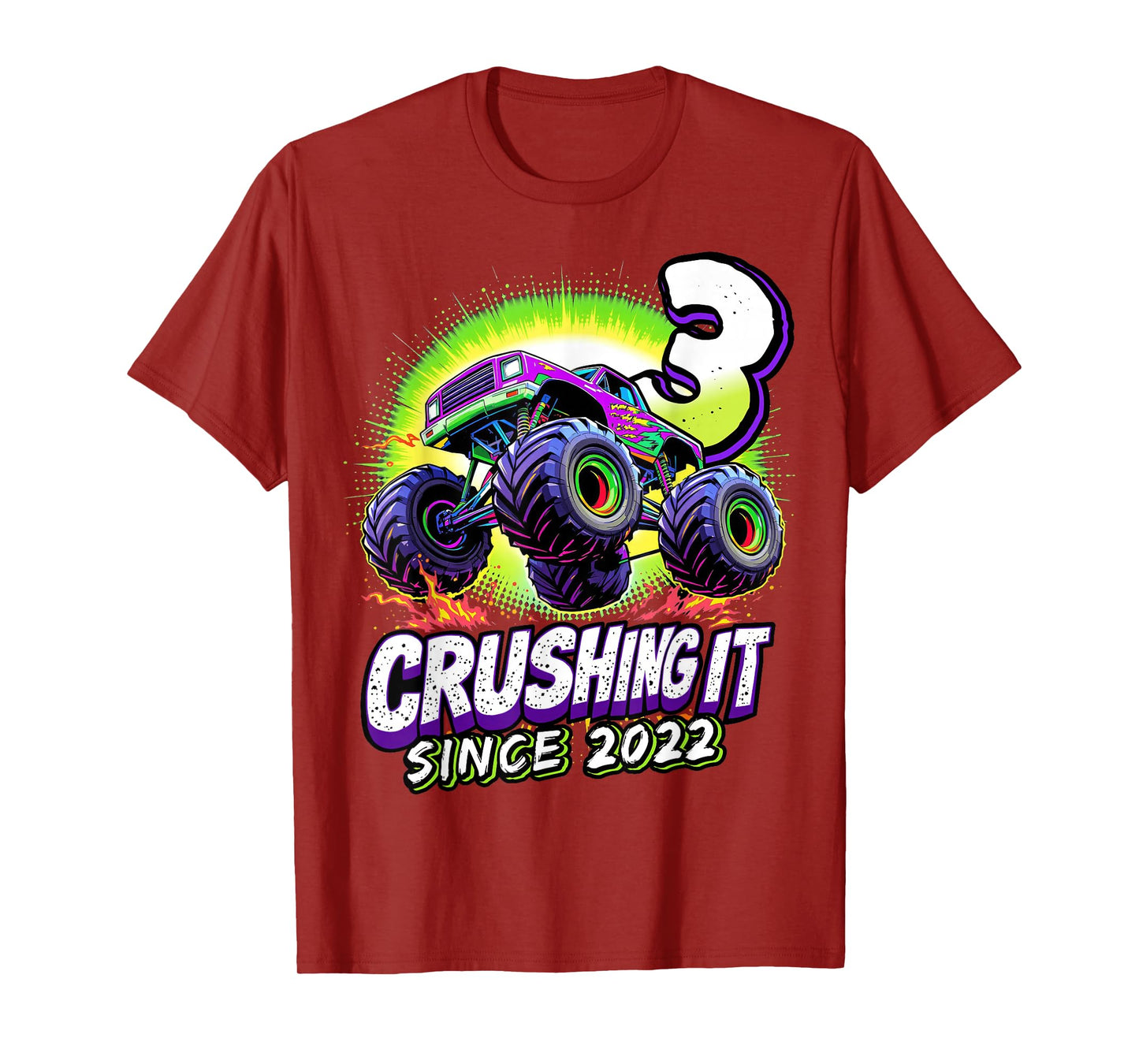 Birthday Monster Truck 3 year Old Boys 3rd Party Born 2022 T-Shirt